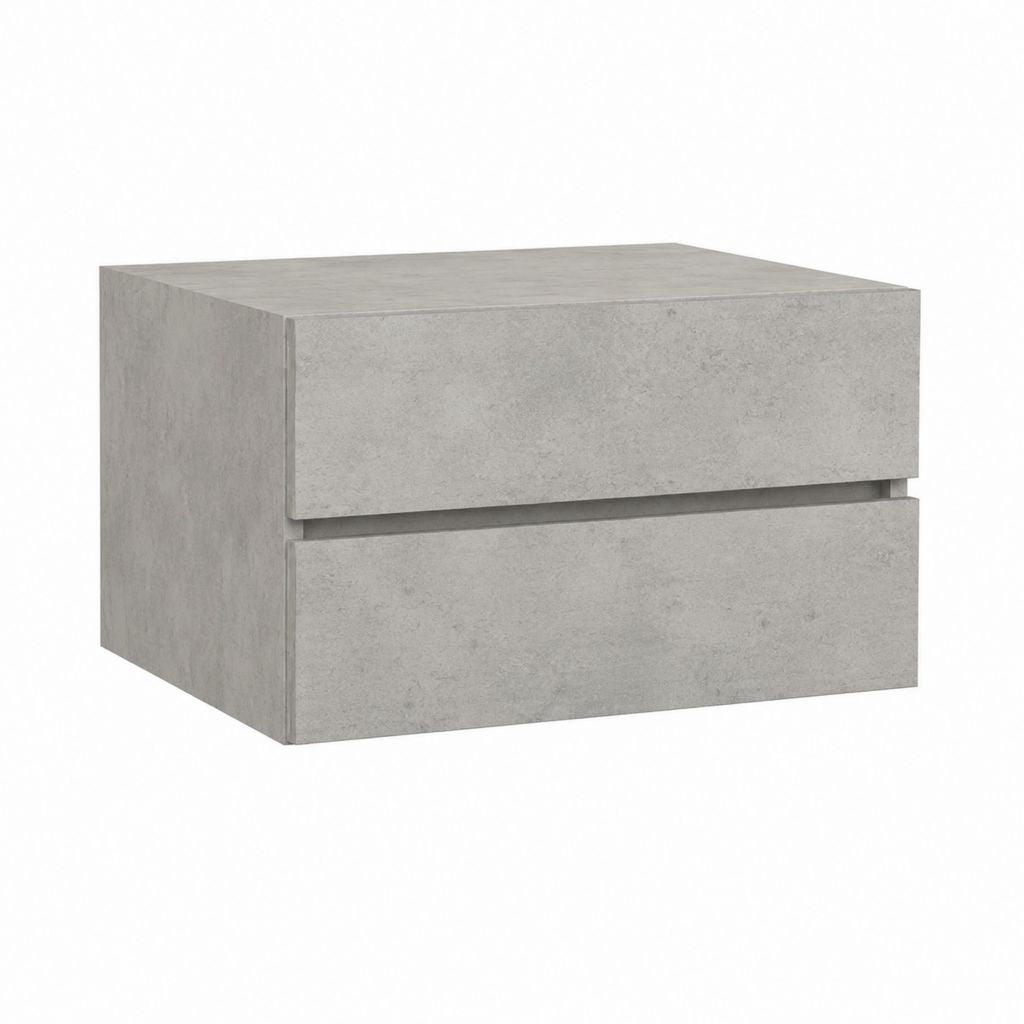 Meuble sous vasque suspendu gris béton en panneau de particules 60 x 46 x 40 cm avec 2 tiroirs