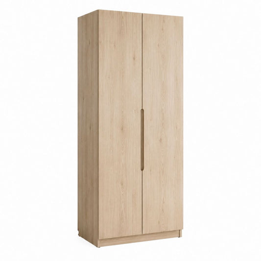 Armoire de chambre 2 portes chêne clair en panneaux de particules 80 x 52 x 190 cm