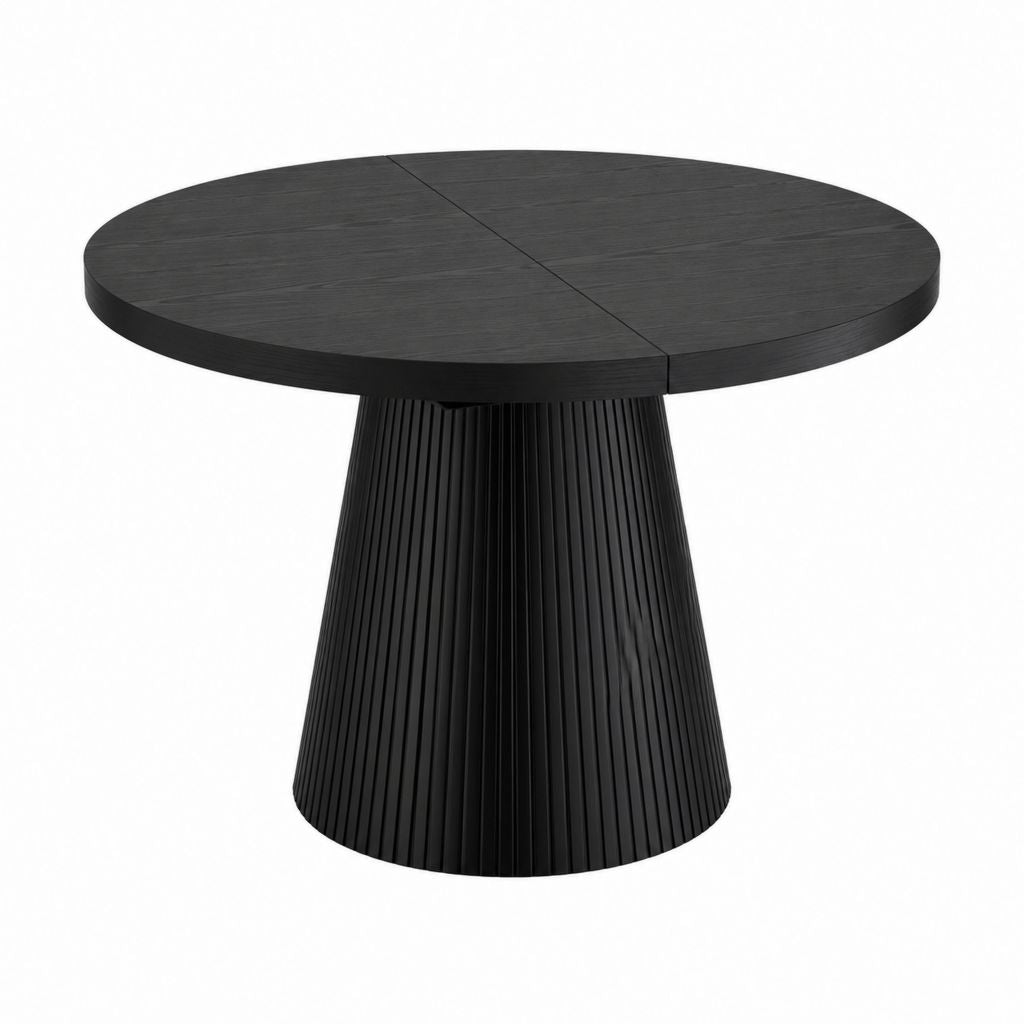 Table à manger ronde noire en MDF plaqué chêne Ø 120 x H 75 cm