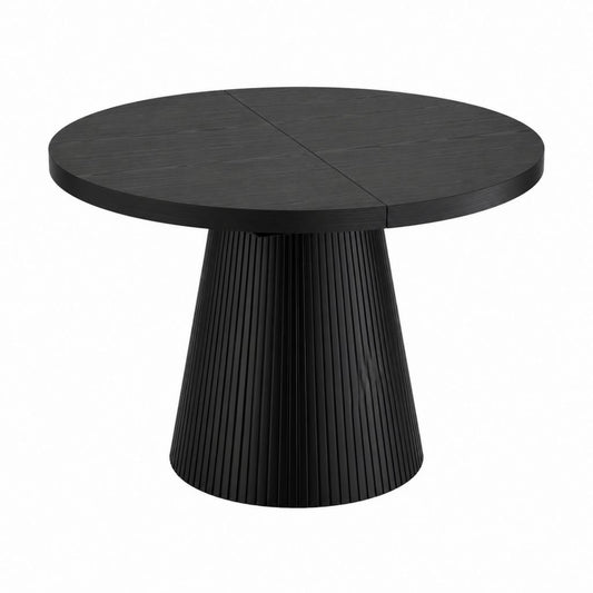 Table à manger ronde noire en MDF plaqué chêne Ø 120 x H 75 cm