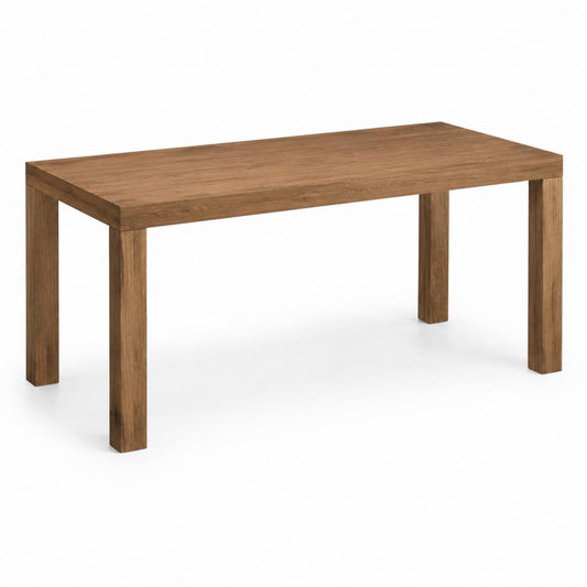 Table à manger rectangulaire marron en panneaux de particules effet chêne 140 x 80 x 75 cm