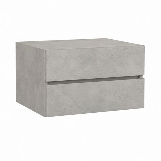 Meuble sous vasque suspendu gris béton en panneau de particules 60 x 46 x 40 cm avec 2 tiroirs