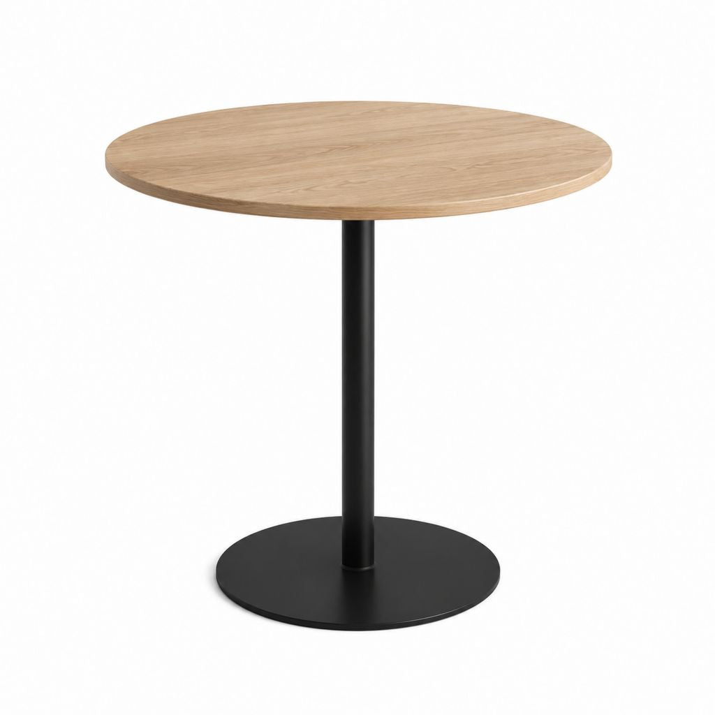 Table à manger ronde chêne clair et acier noir Ø 80 x H 75 cm