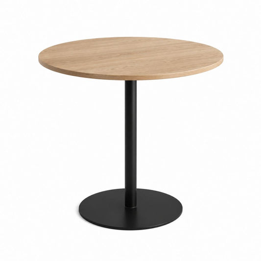 Table à manger ronde chêne clair et acier noir Ø 80 x H 75 cm