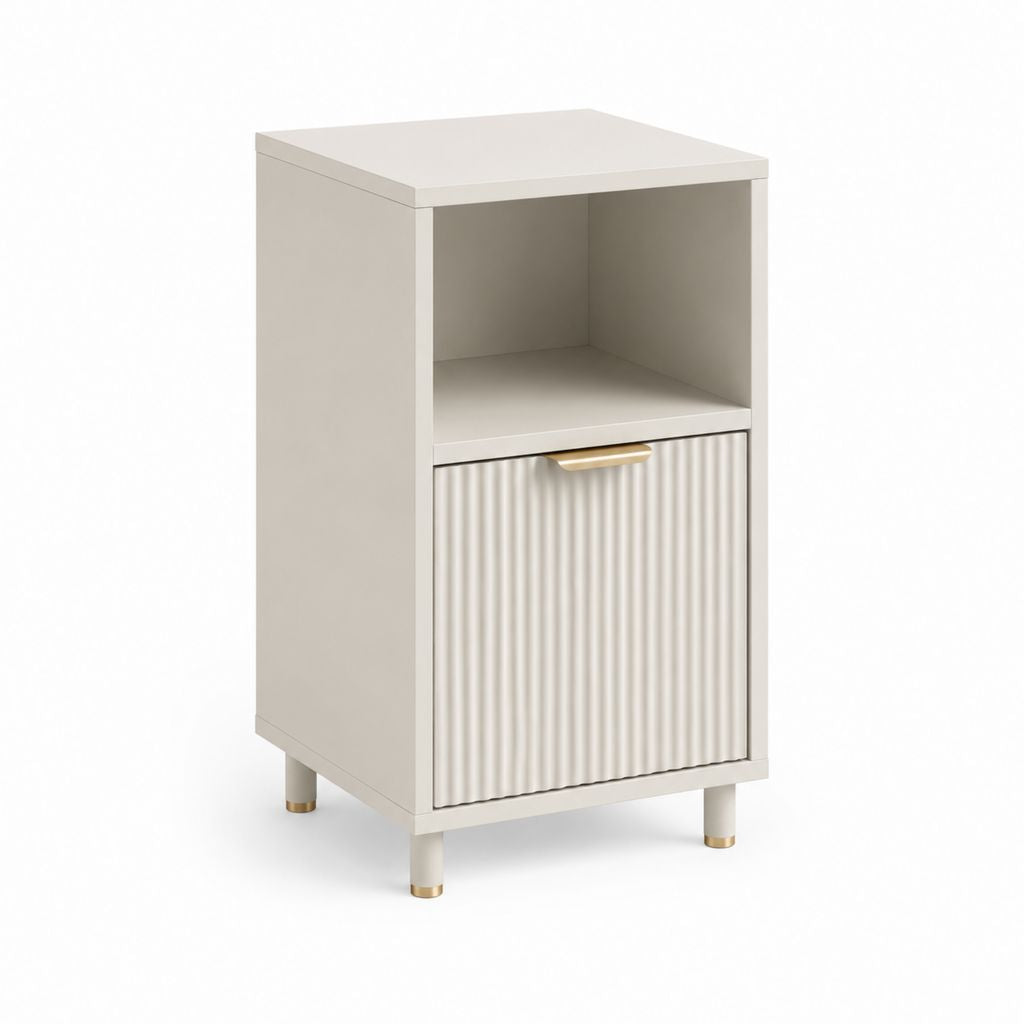 Table de chevet 1 porte blanc cassé en panneaux MDF rectangulaire 40 x 35 x 60 cm