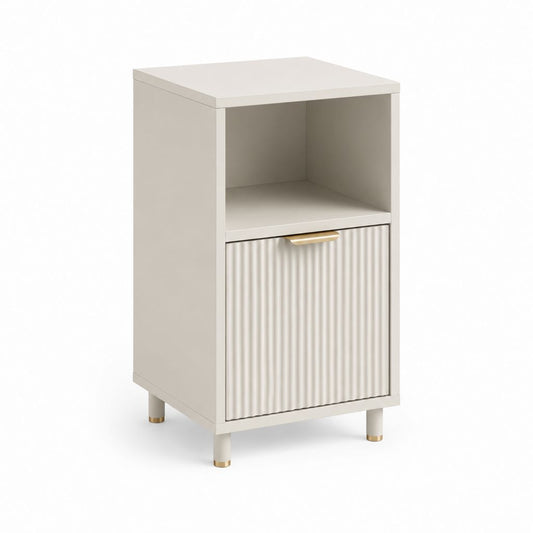 Table de chevet 1 porte blanc cassé en panneaux MDF rectangulaire 40 x 35 x 60 cm