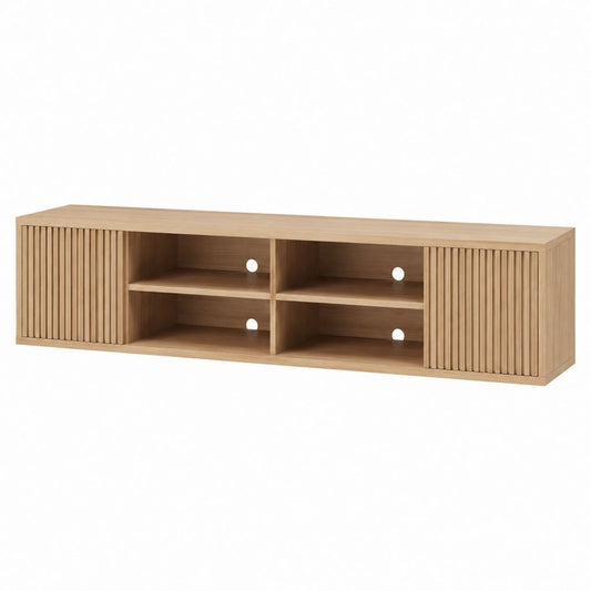 Meuble TV rectangulaire chêne clair en panneaux MDF plaqués chêne 180 x 40 x 45 cm
